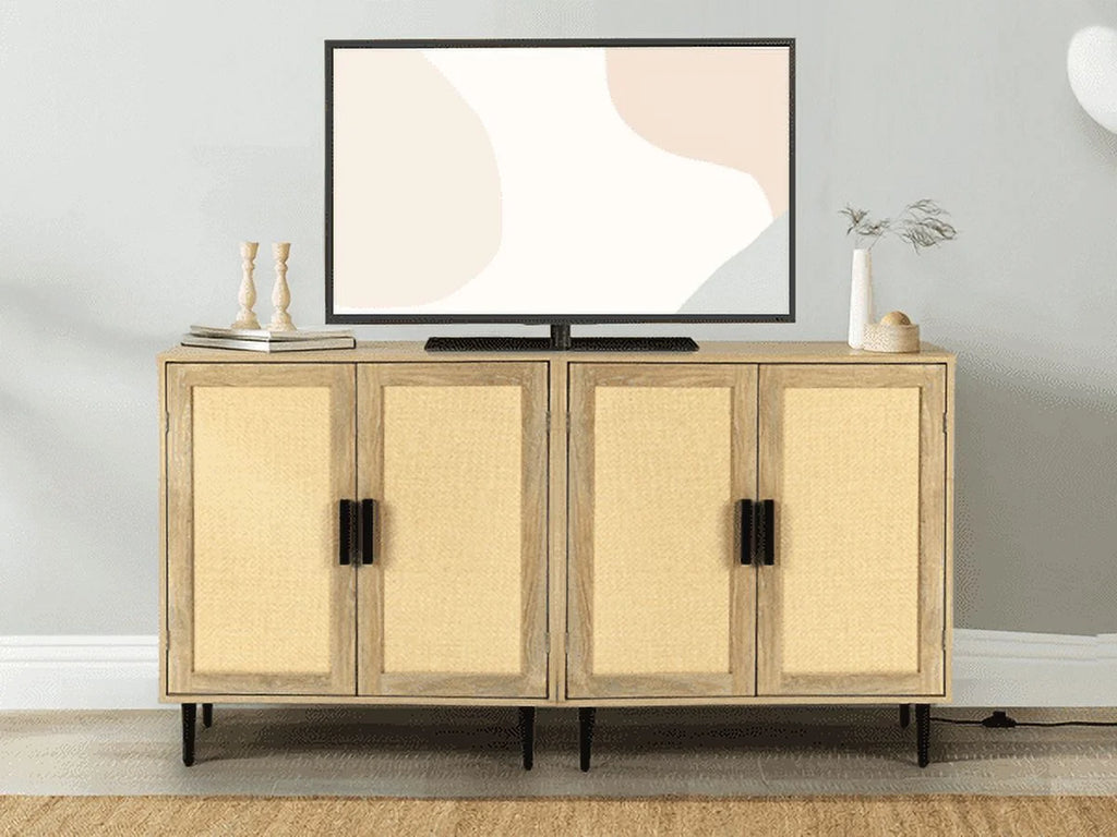 34.4'' Tall Sideboard Buffet Cabinet with Rattan Doors O102176