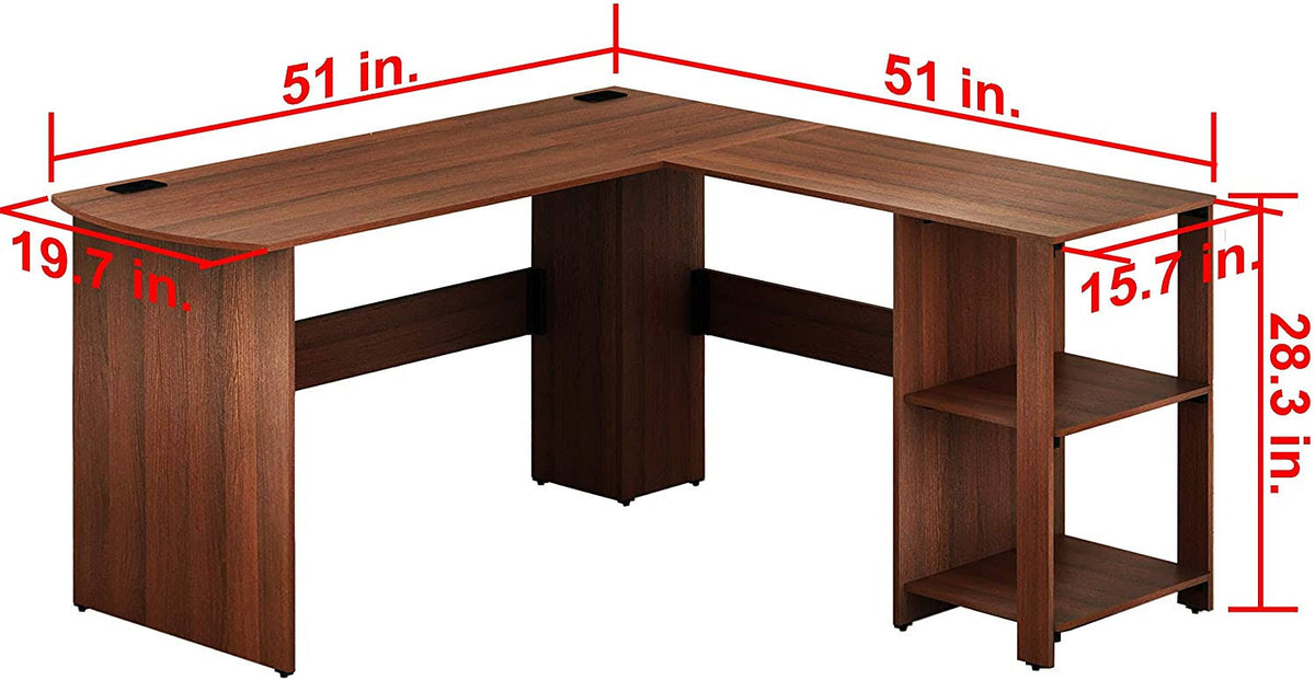 Walnut L-Shaped Wood Corner Desk B328425