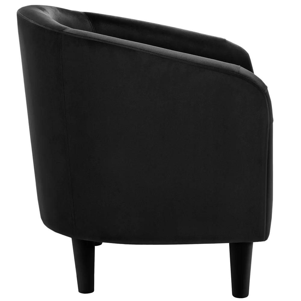 Black Velvet Barrel Accent Chair P61348