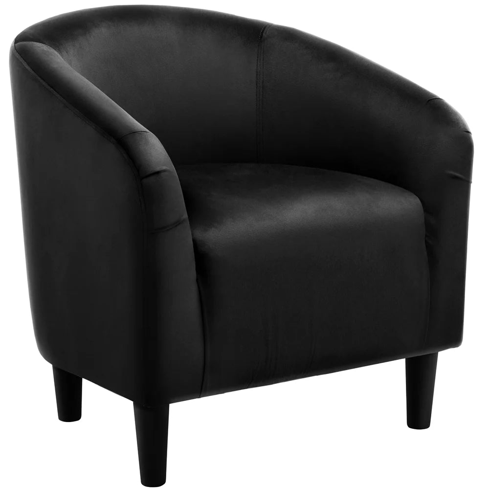 Black Velvet Barrel Accent Chair P61348