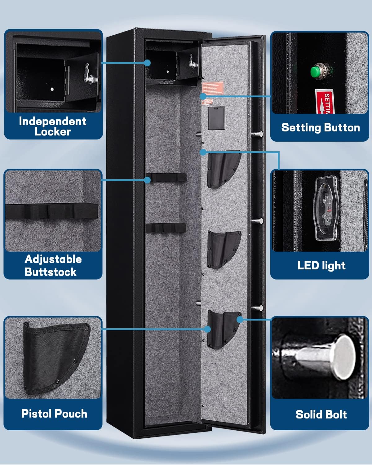 5-6 Gun Rifle Safe with Handgun Lock Box and Removable Shelf G453854