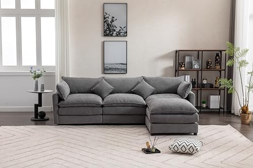 Beige U Shaped Modular Sectional Sofa with Double Chaises and 4 Pillows F162166