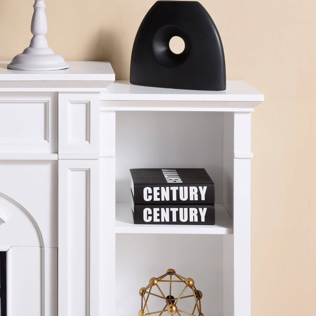 White Electric Fireplace Bookcase W3365