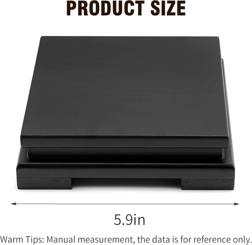 Square Wood Display Stand 6.7" W x 6.7" D x 1.7" H (Black) J672535