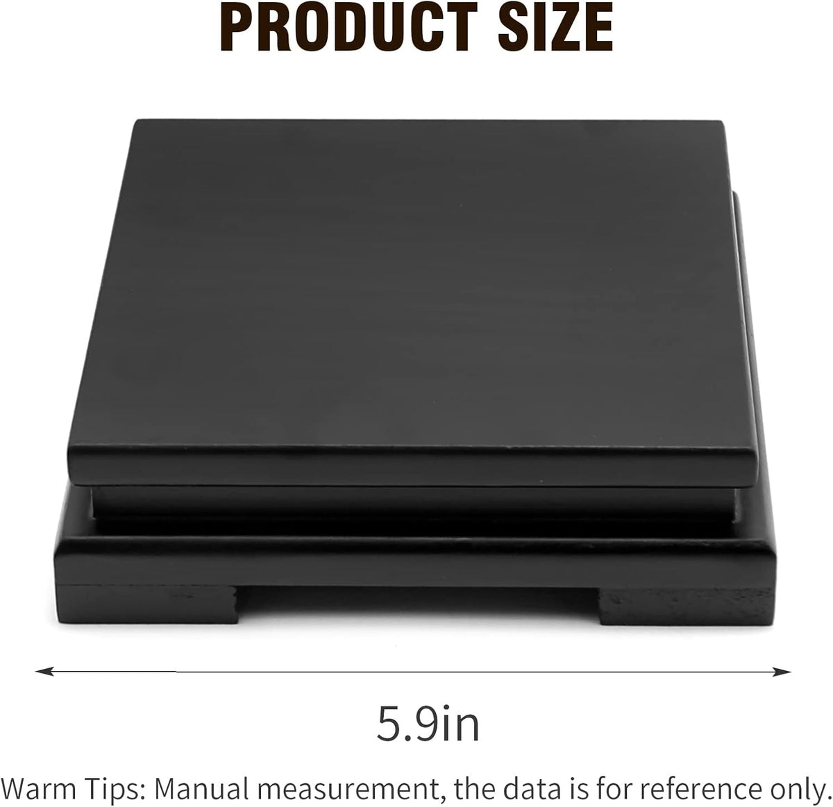 Square Wood Display Stand 6.7" W x 6.7" D x 1.7" H (Black) J672535