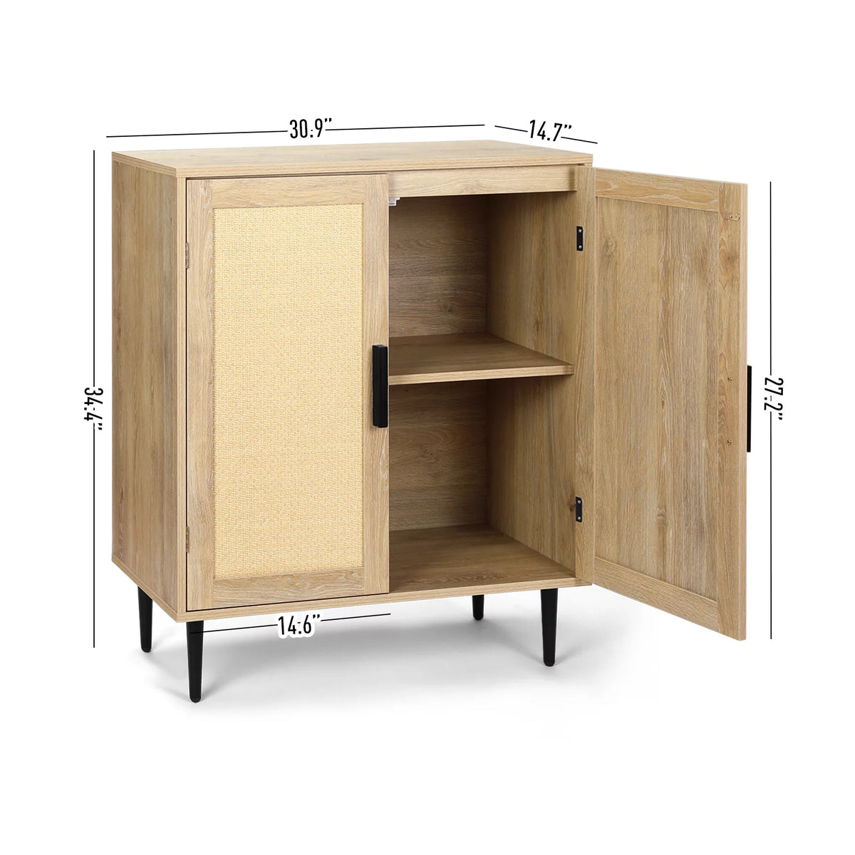 34.4'' Tall Sideboard Buffet Cabinet with Rattan Doors O102176