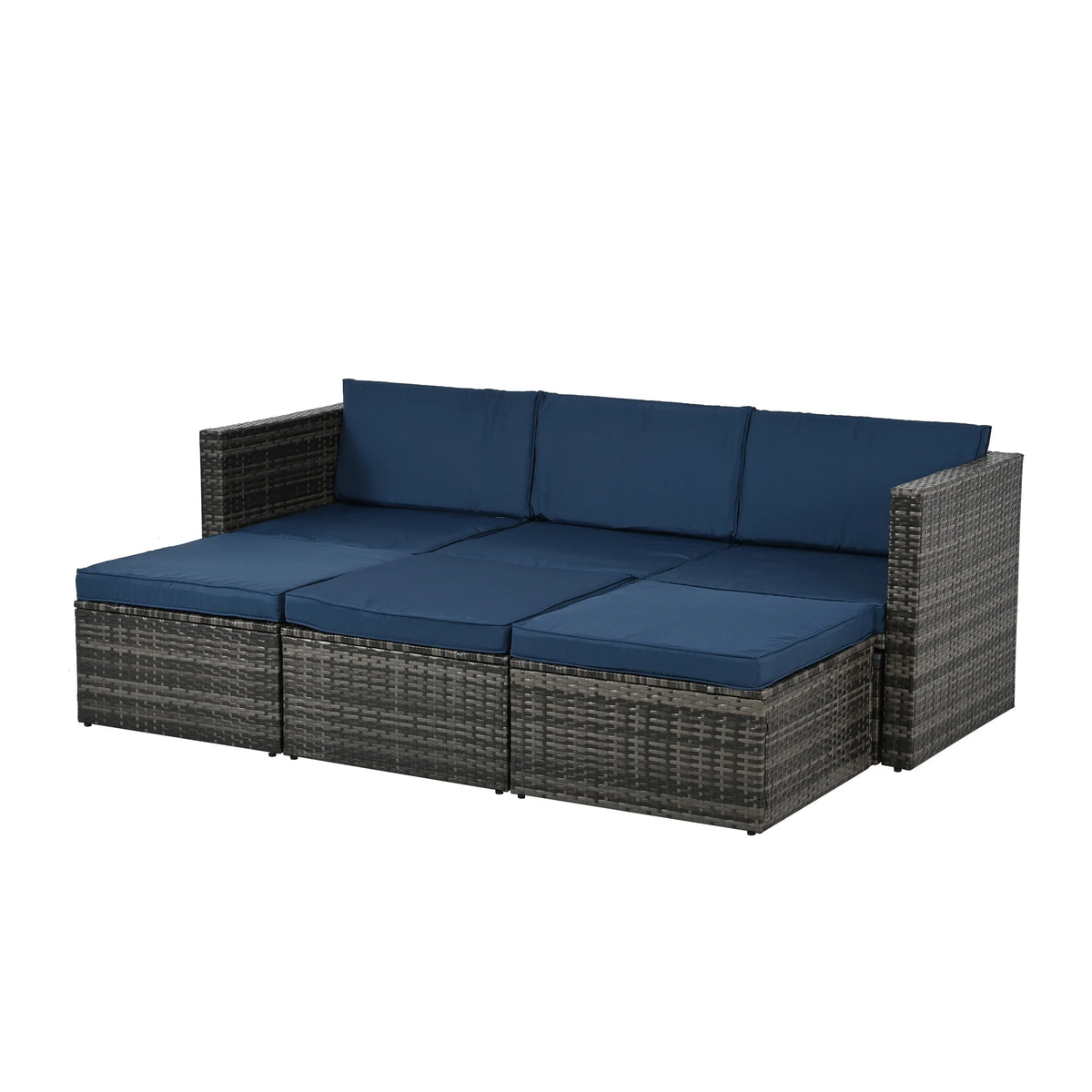 4 Piece Wicker Patio Furniture Set with 2 Ottomans & Coffee Table C53319