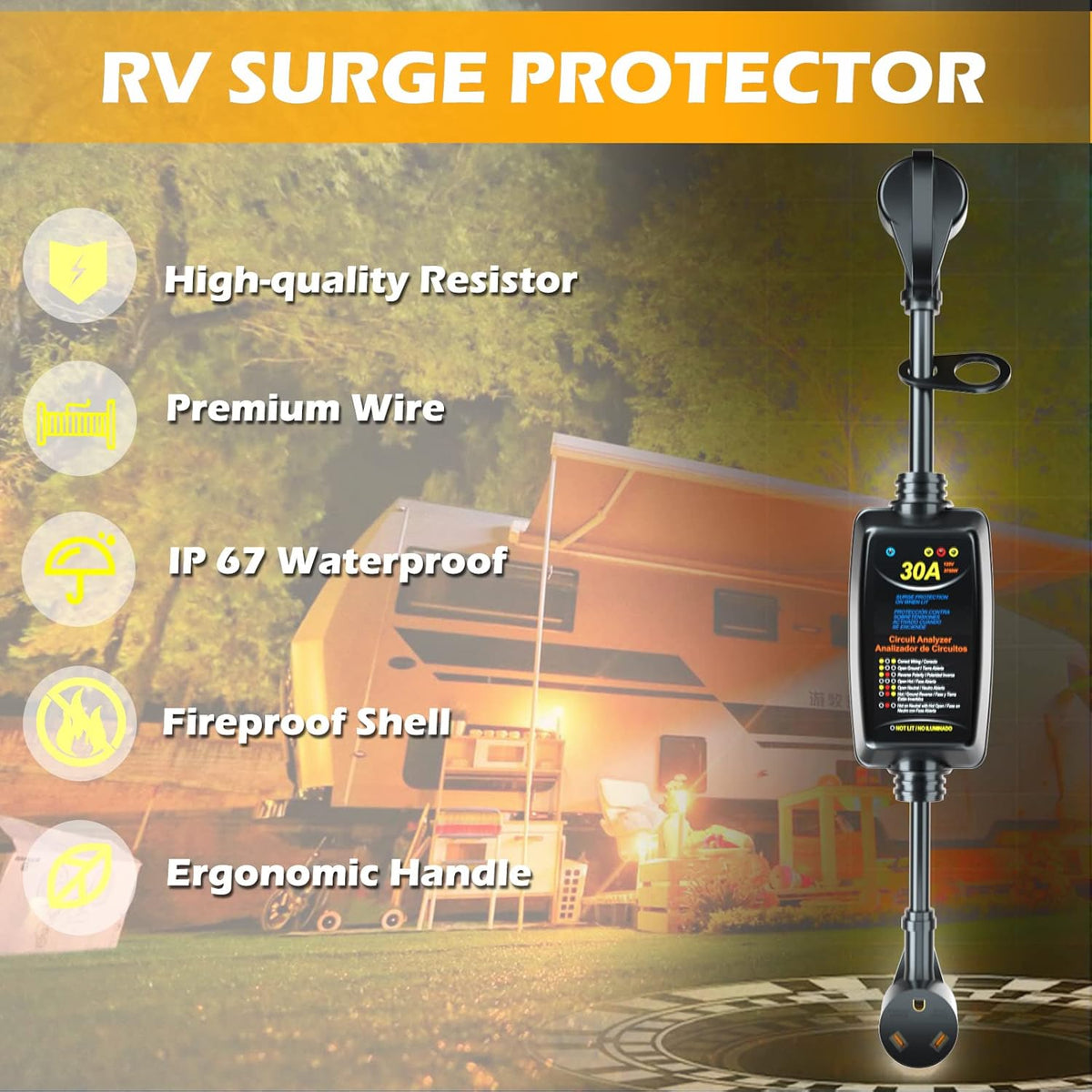 30A Portable RV Surge Protector with Circuit Analyzer R53572