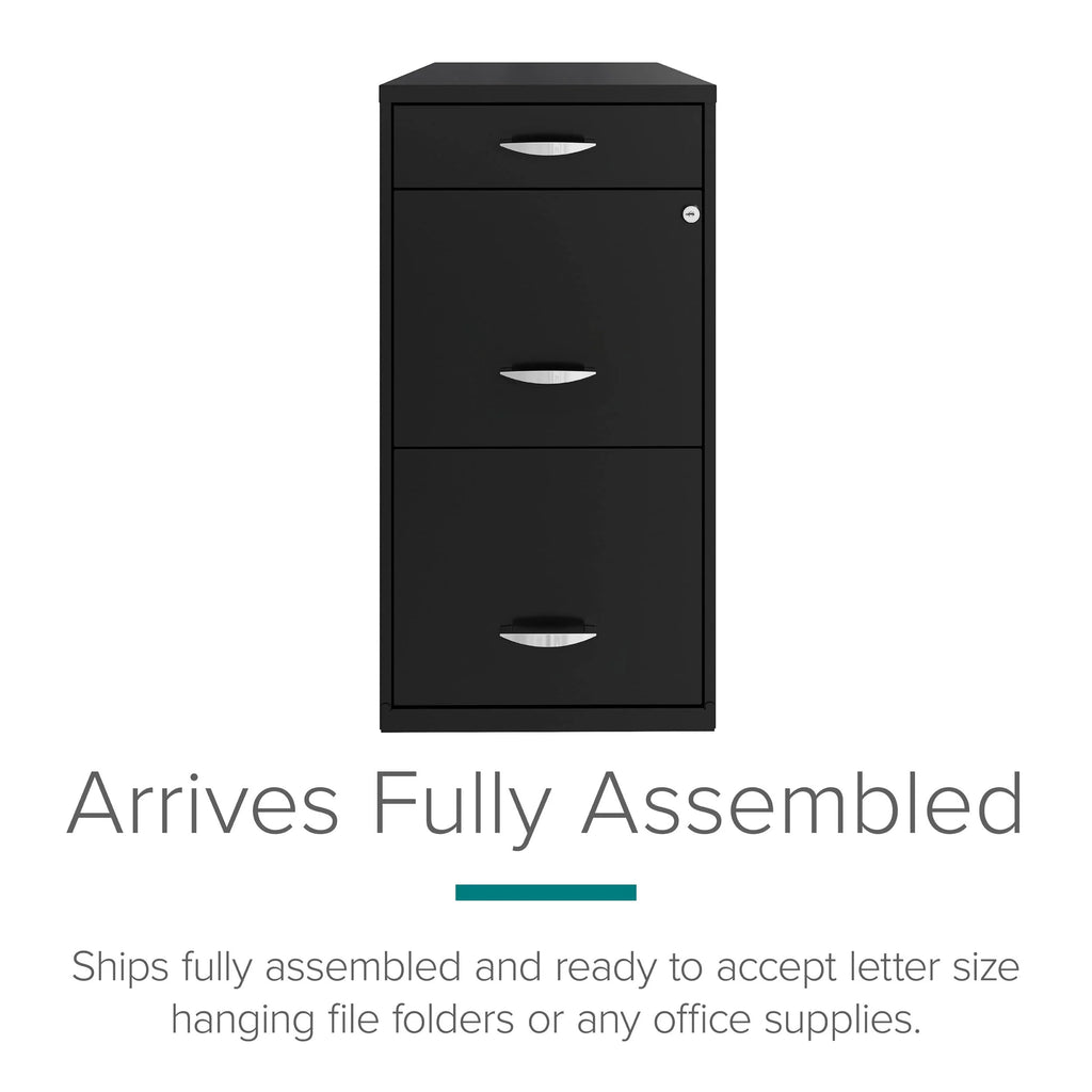 3 Drawer Letter Width Vertical File Cabinet with Pencil Drawer, Black I588
