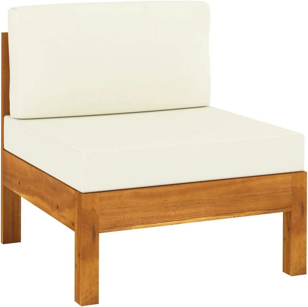 10 Piece Acacia Wood Patio Lounge Set with Cream White Cushions A2132