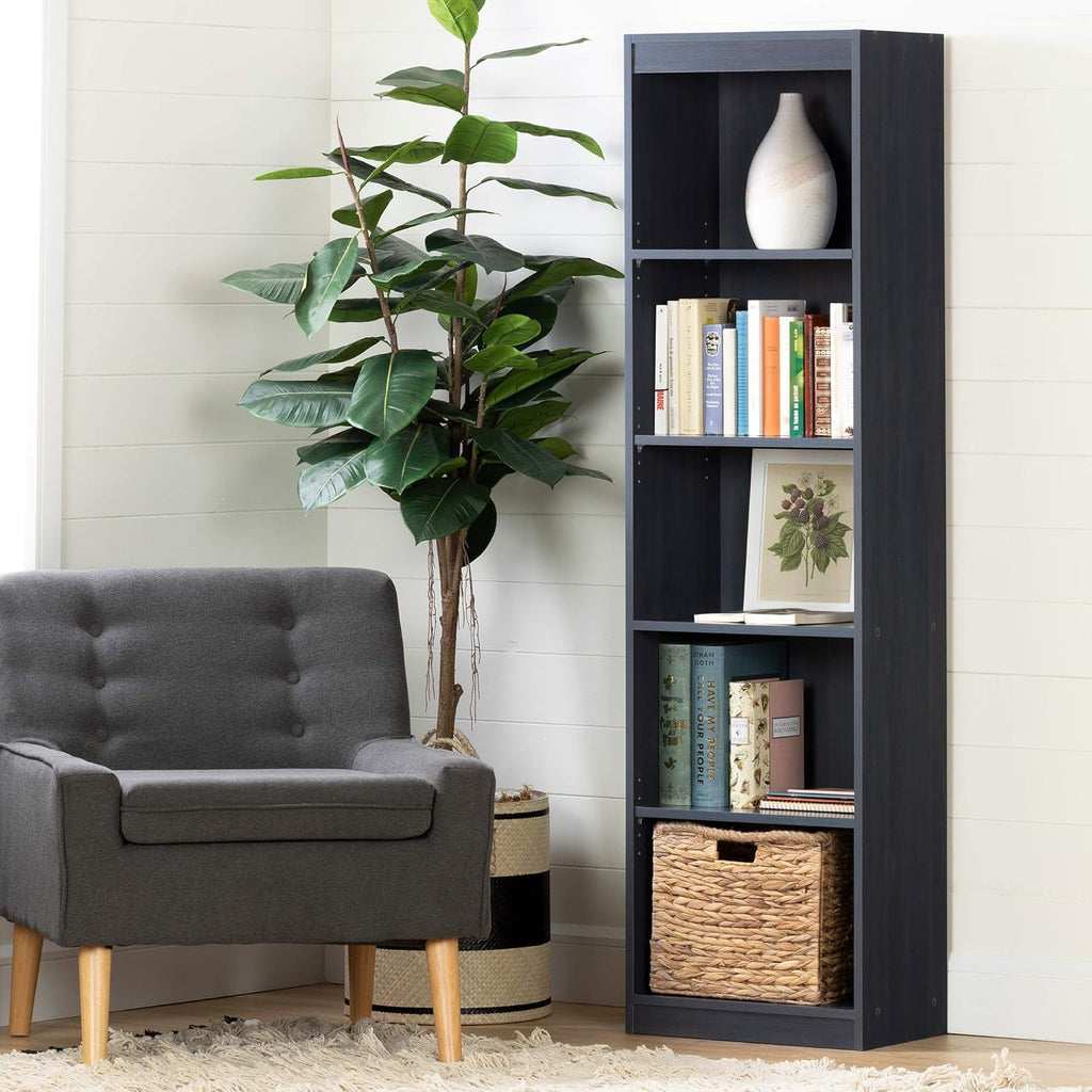 Pure White 5-Shelf Narrow Bookcase P24443