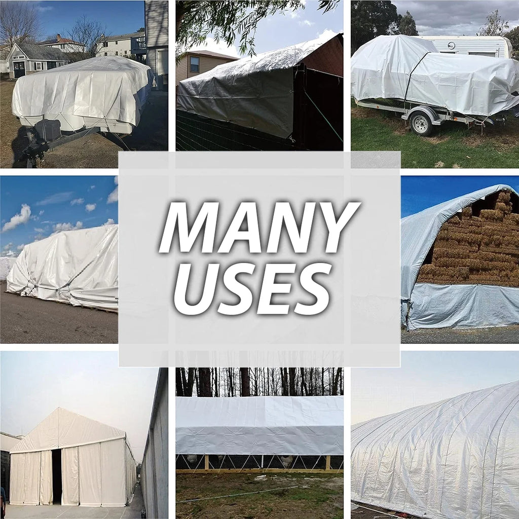 White 16’ x 20’ Polyethylene Tarp with Aluminum Grommets W313371