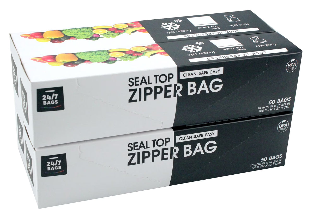 Double Zipper Ziplock Storage Bags, Gallon Size, 200 Count S394