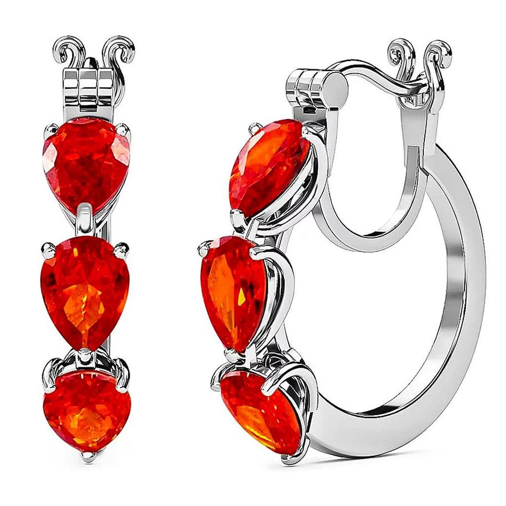 Orange Huggie Hoop Earrings Cubic Zirconia J430