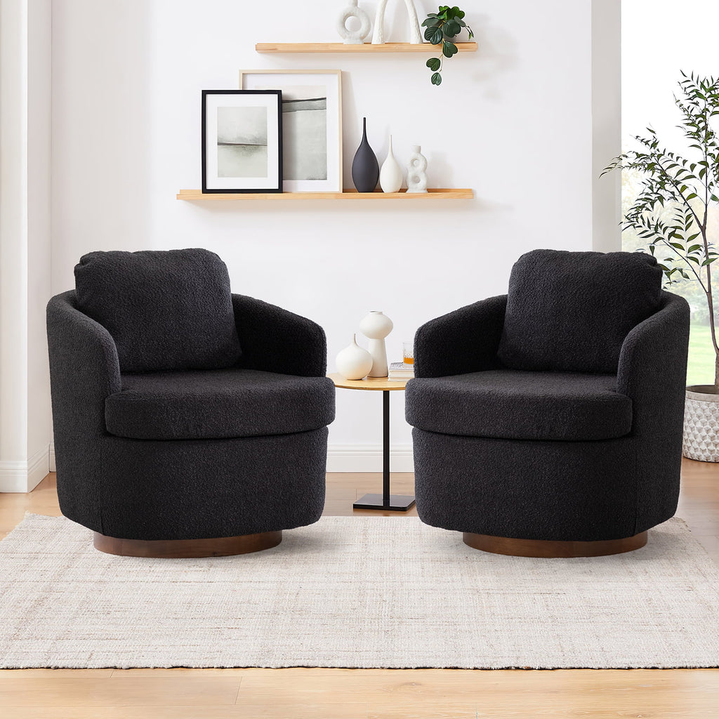 Oversized Sherpa Boucle Swivel Accent Chair N6353