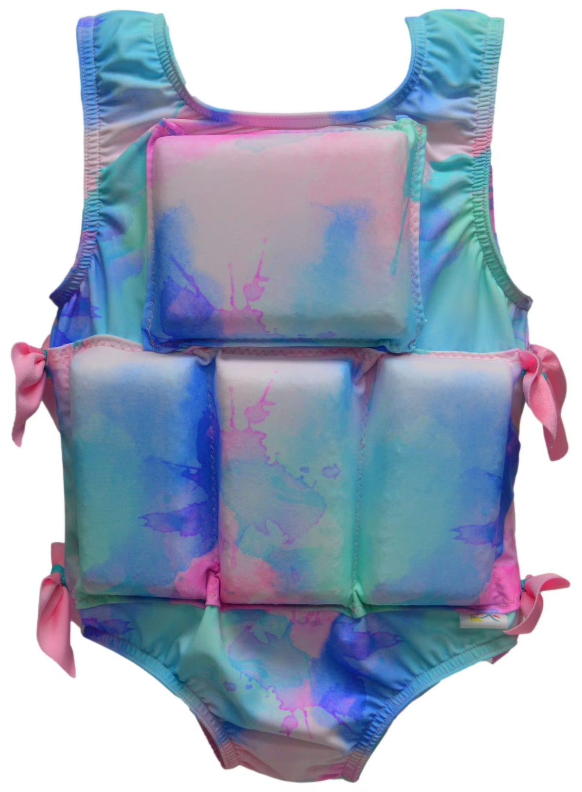 Pastel Paint Splatter Girl's Swimwear Flotation Life Vest Swimsuit N6851