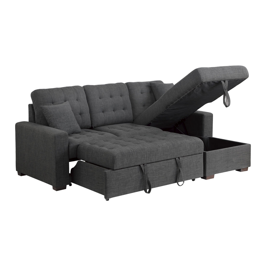 Dark Grey 2-Piece Sectional Sofa Sleeper with Right Chaise A381138
