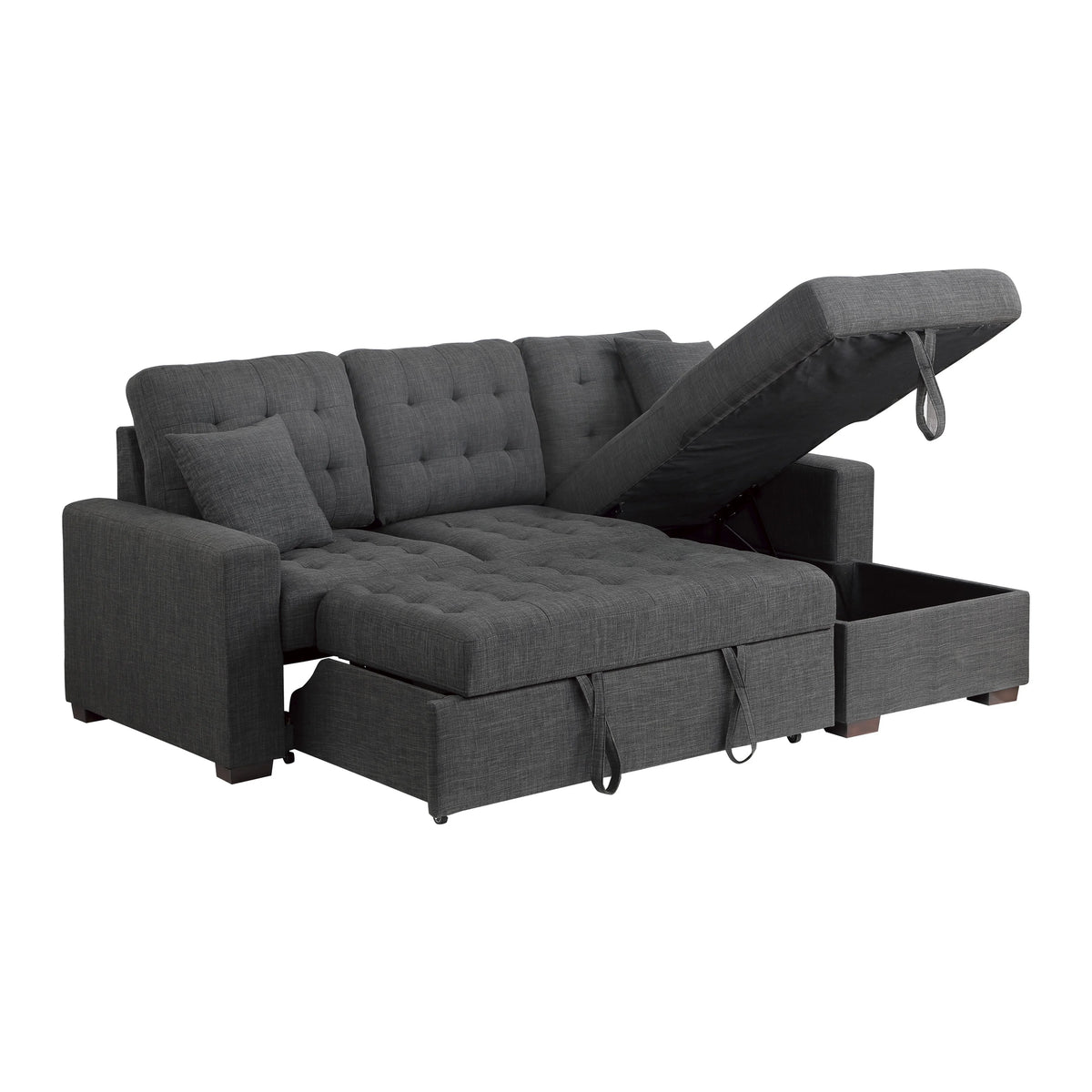 Dark Grey 2-Piece Sectional Sofa Sleeper with Right Chaise A381138