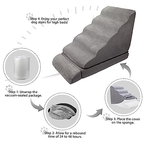 6 Step Non-Slip Pet Stairs for High Beds 30-36 inches W720420