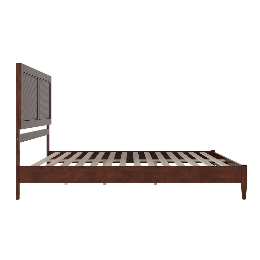 King Solid Wood Low Profile Platform Bed, Walnut A41584