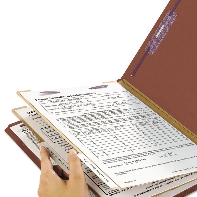 Red Letter Size Classification Folders with Fasteners, 10/Box W4336