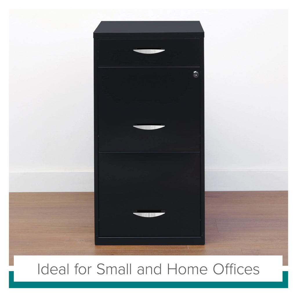 3 Drawer Letter Width Vertical File Cabinet with Pencil Drawer, Black I588