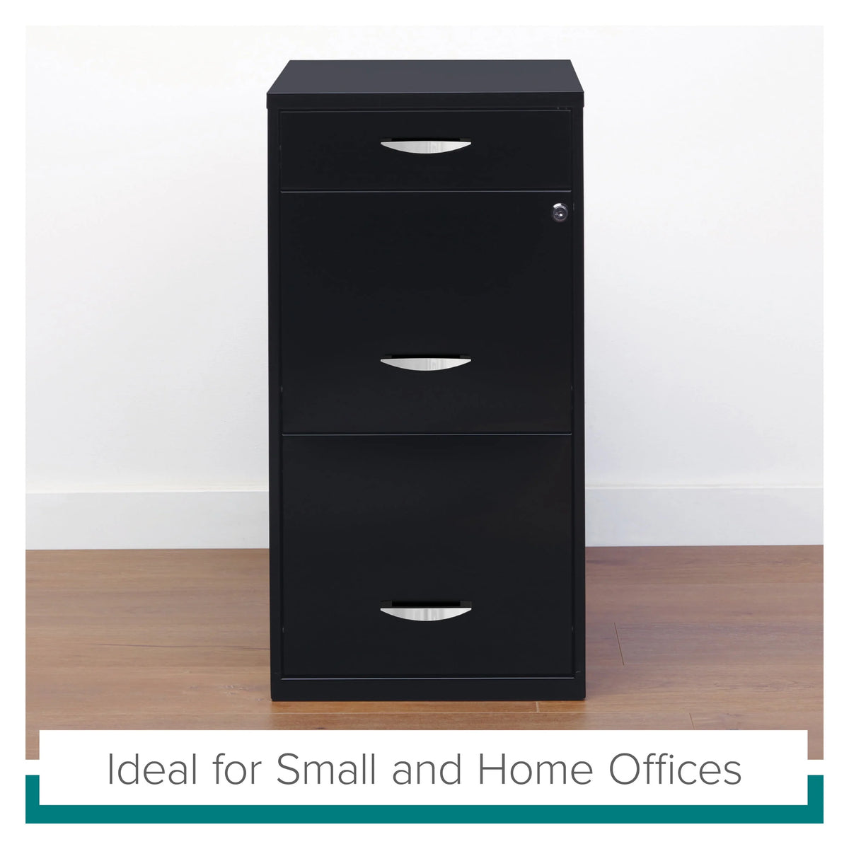 3 Drawer Letter Width Vertical File Cabinet with Pencil Drawer, Black I588