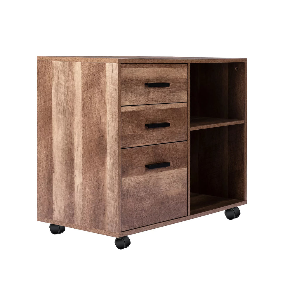 Rolling Office Cabinet with Drawers, Walnut R616897