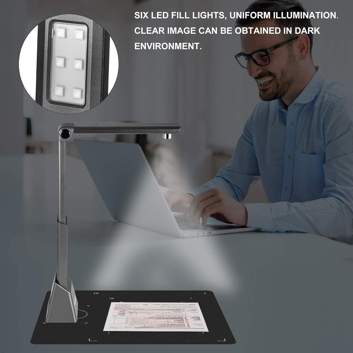 Document Scanner Camera with OCR Function, 10 Mega-Pixel Lens with LED Lights K4661