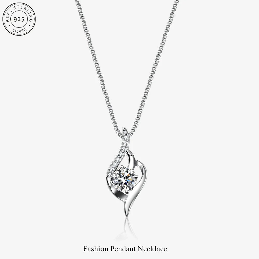 Moissanite Solitaire Necklace S925 Sterling Silver 1CT E7549