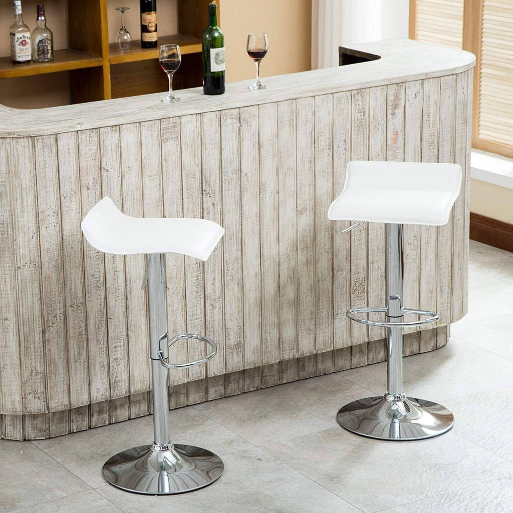 White Chrome Adjustable Swivel Stools D147452