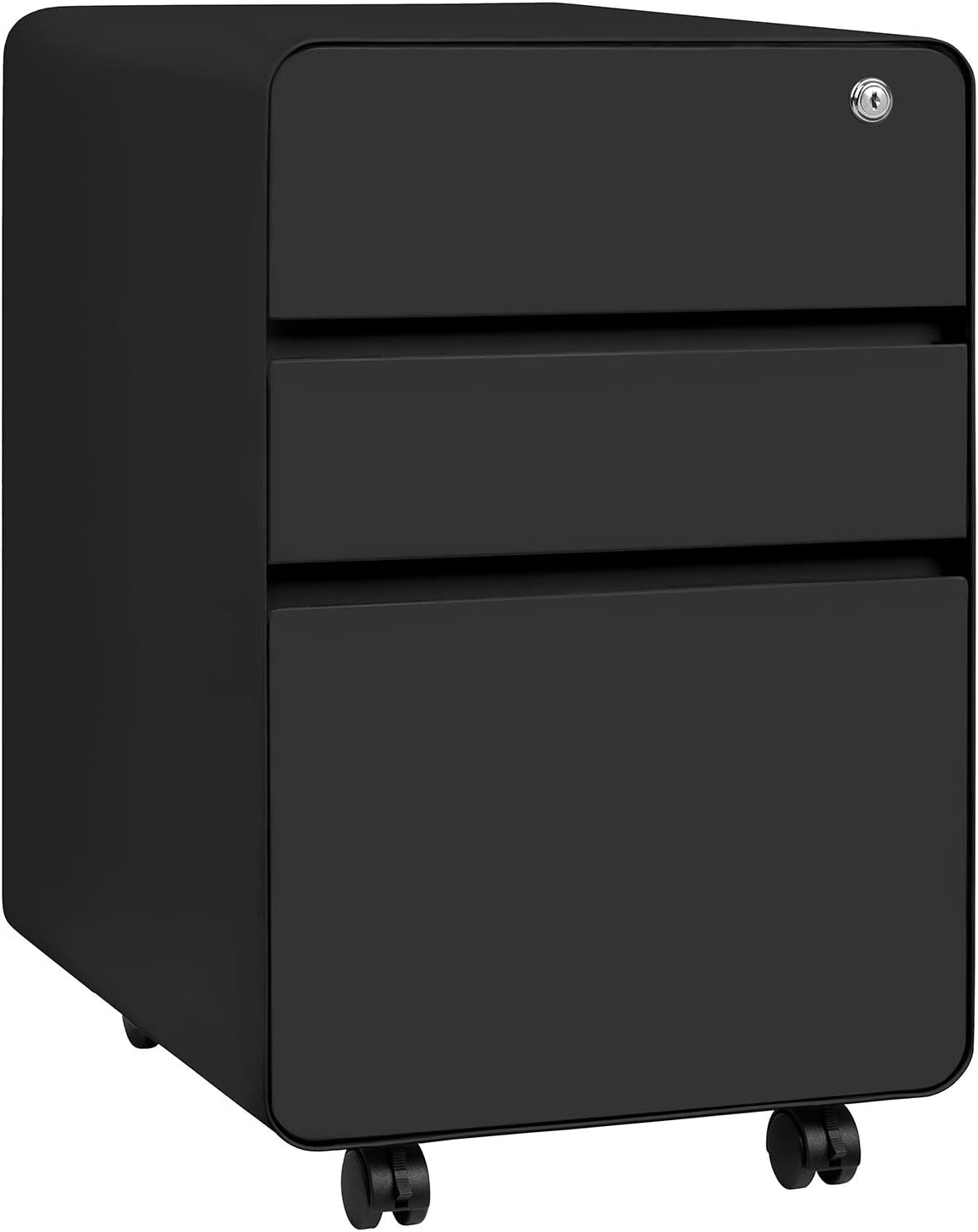 Black 3-Drawer Mobile File Cabinet S810