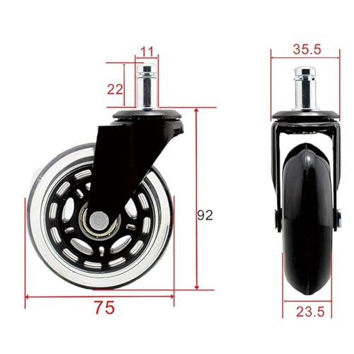 5pc Soft Rubber Swivel Caster Wheels for Office Chair W286