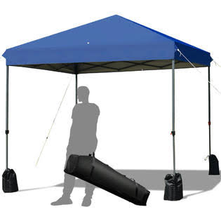 8x8 ft Pop Up Canopy Tent with Wheeled Carry Bag Blue M233