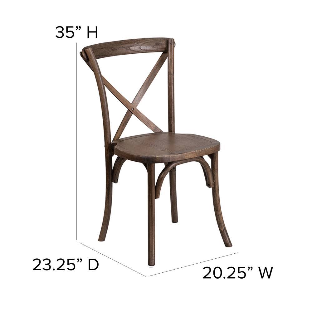 Stackable Wood Cross Back Chair, Pecan N324
