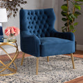 Navy Blue and Gold Wingback Chair C838