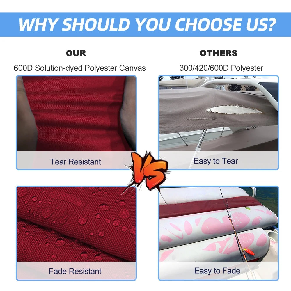 Burgundy Marine Grade Waterproof Bimini Top Replacement Cover M26010