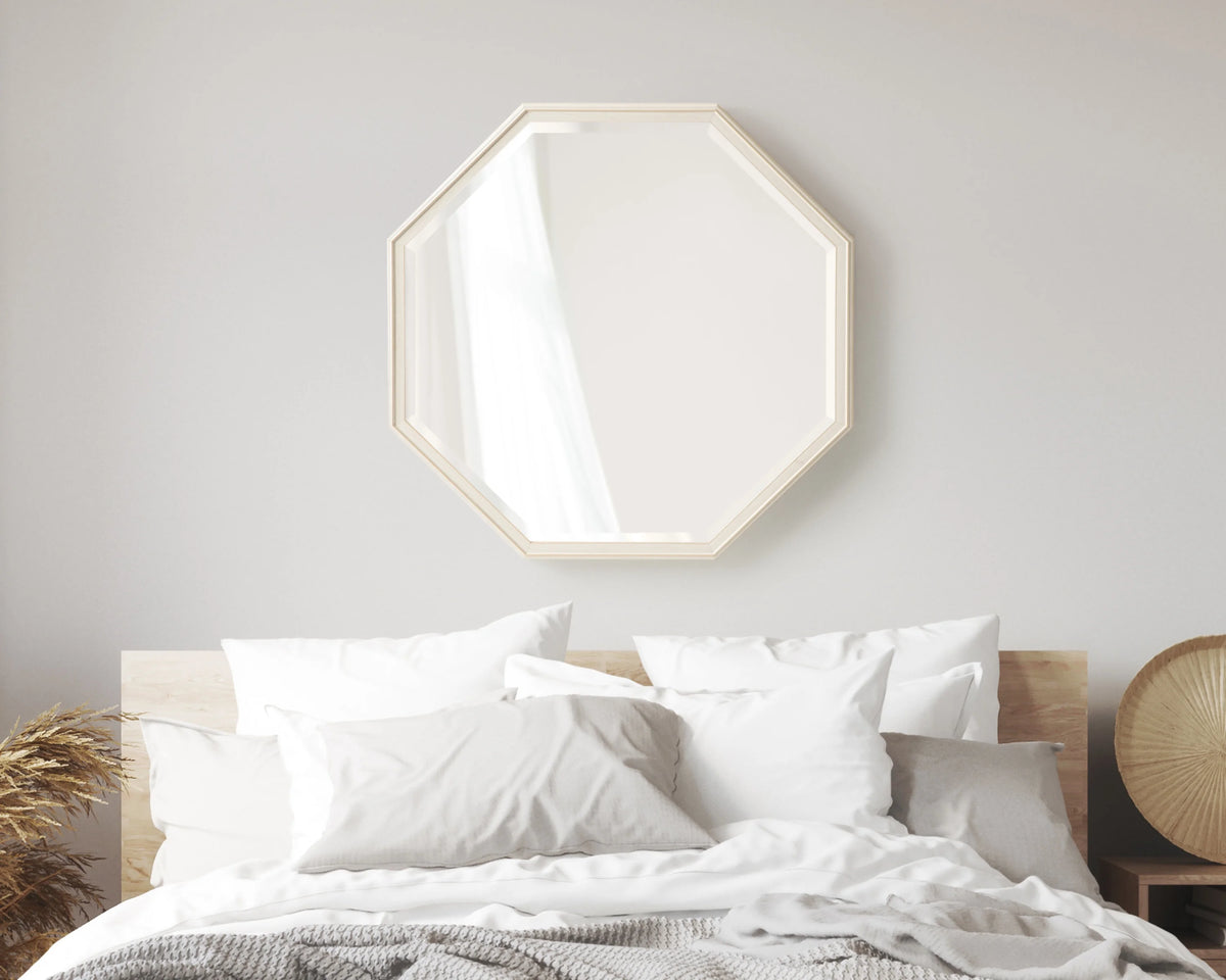 Octagon Wall Mirror with Stepped Frame and Beveled Edge Y685