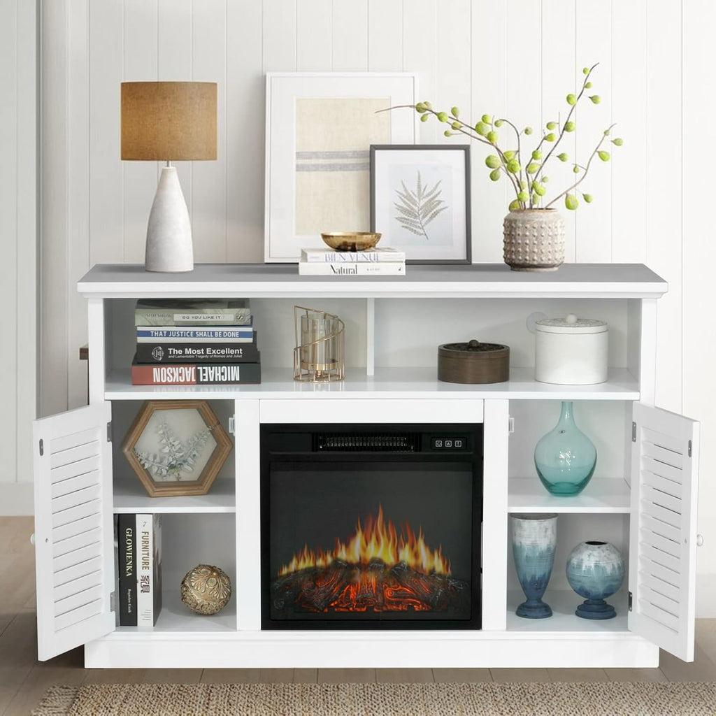 Farmhouse Electric Fireplace TV Stand with 23 Insert Fireplace, Burlywood N921