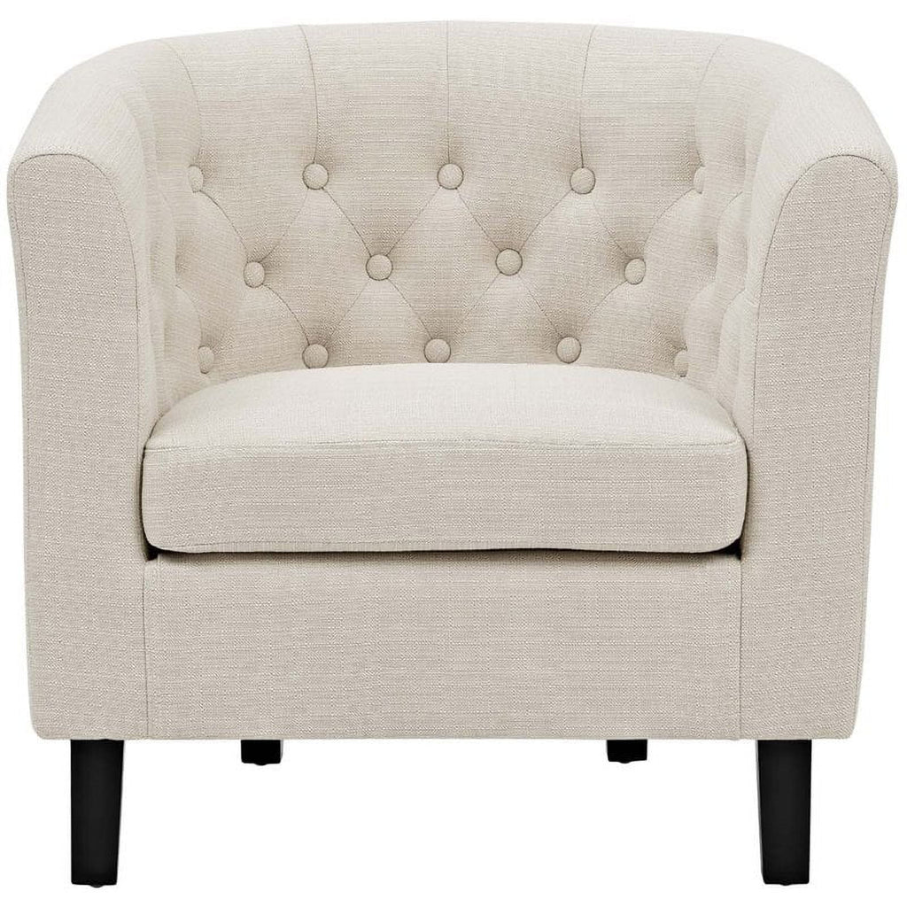 Beige 2 Piece Tufted Polyester Fabric Arm Chair Set G51199