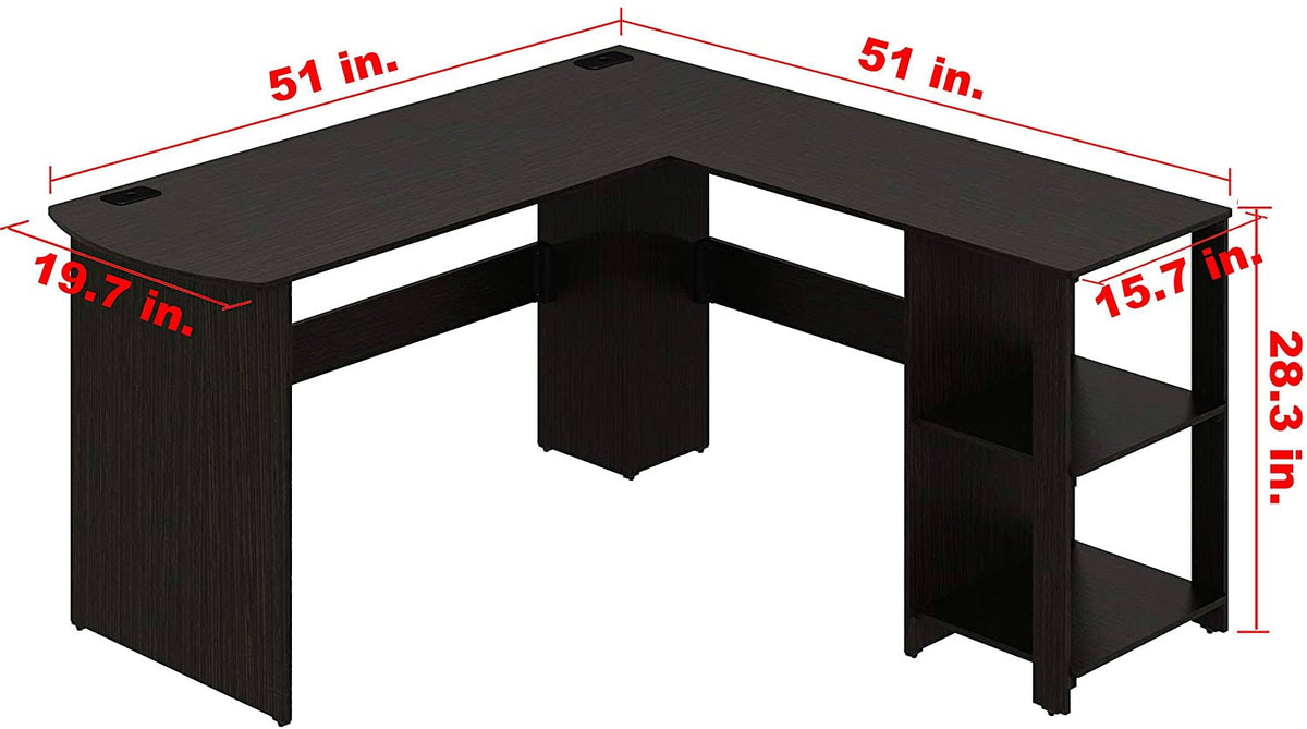 Walnut L-Shaped Wood Corner Desk B328425