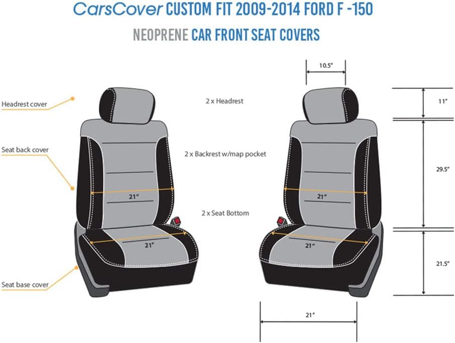 Custom Fit Pickup Truck Neoprene Front Seat Covers Gray Black X434