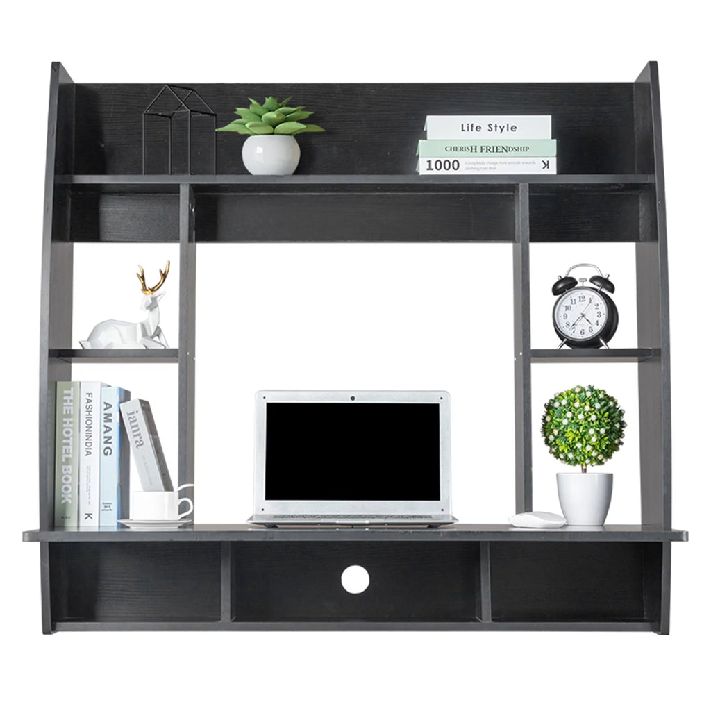 Floating Computer Desk with Storage Shelves D1897