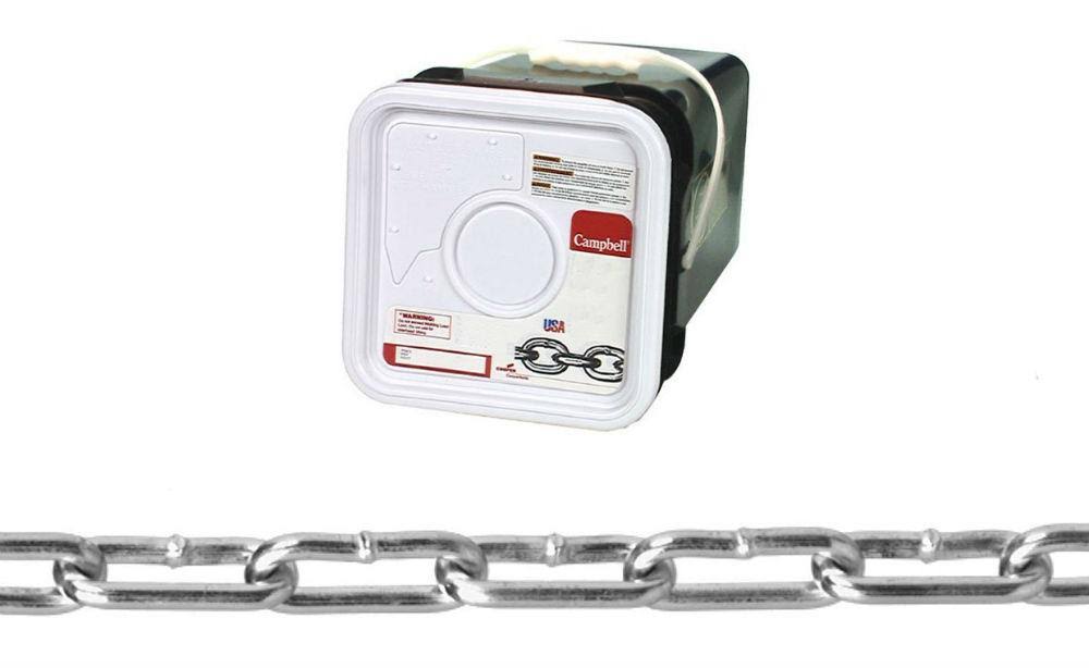 Straight Link Coil Chain, Zinc Plated, 440 lb, 250' B15220