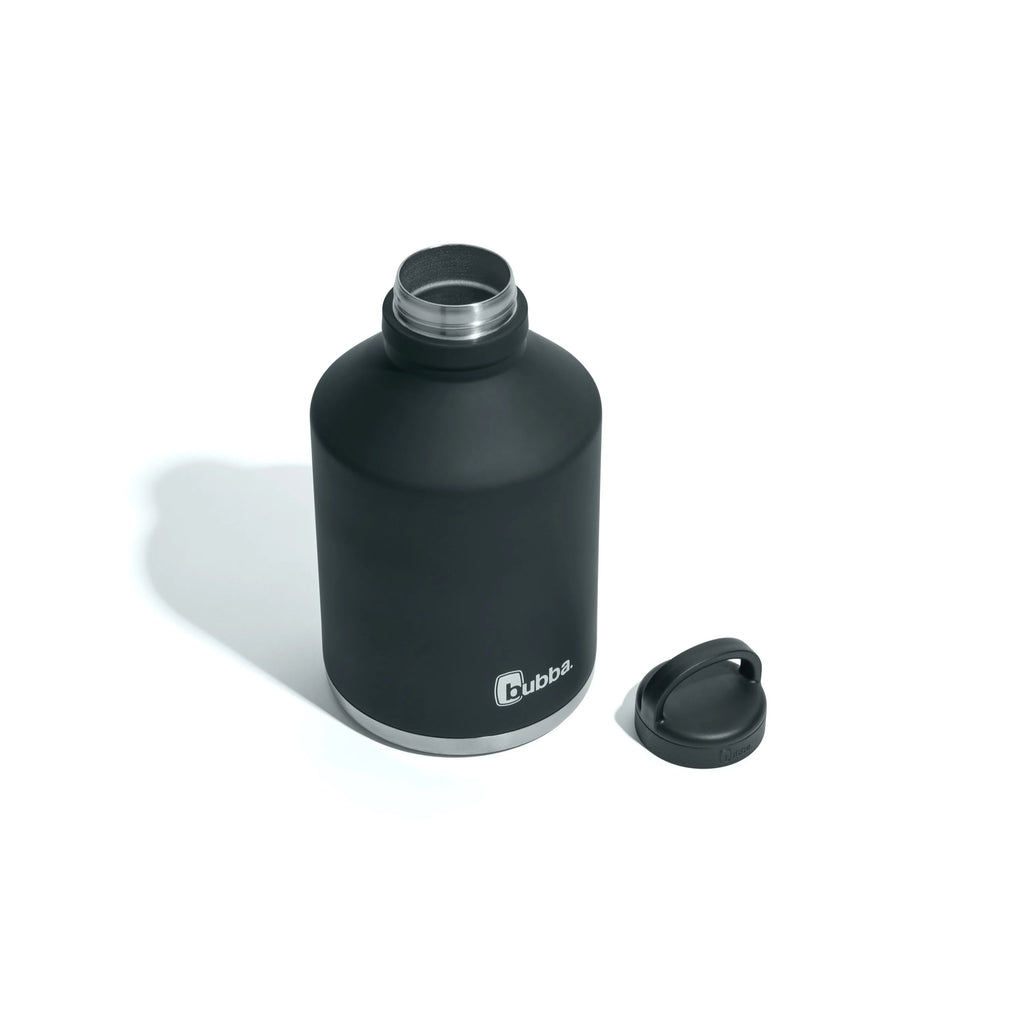 Stainless Steel Water Bottle with Wide Mouth Rubberized in Black, 84 fl. oz. L101859