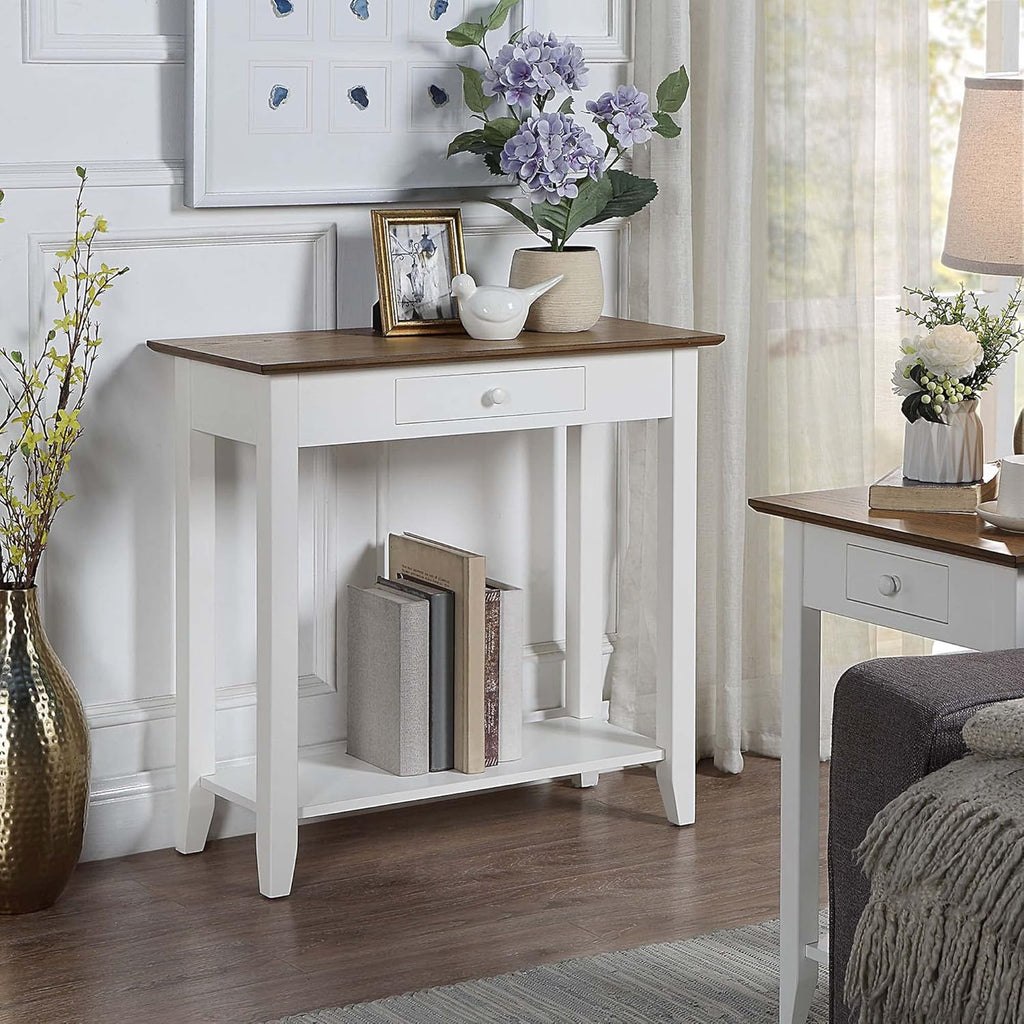 1-Drawer Hall Table with Shelf, Driftwood/White N400
