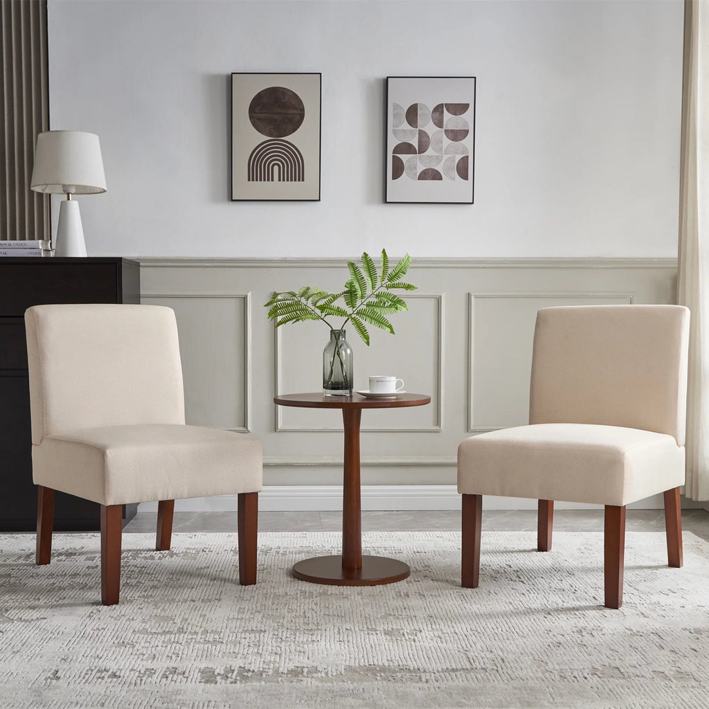 Fabric Accent Chair Set of 2 with Round Wood Table Y268075