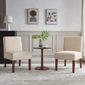 Fabric Accent Chair Set of 2 with Round Wood Table Y268075
