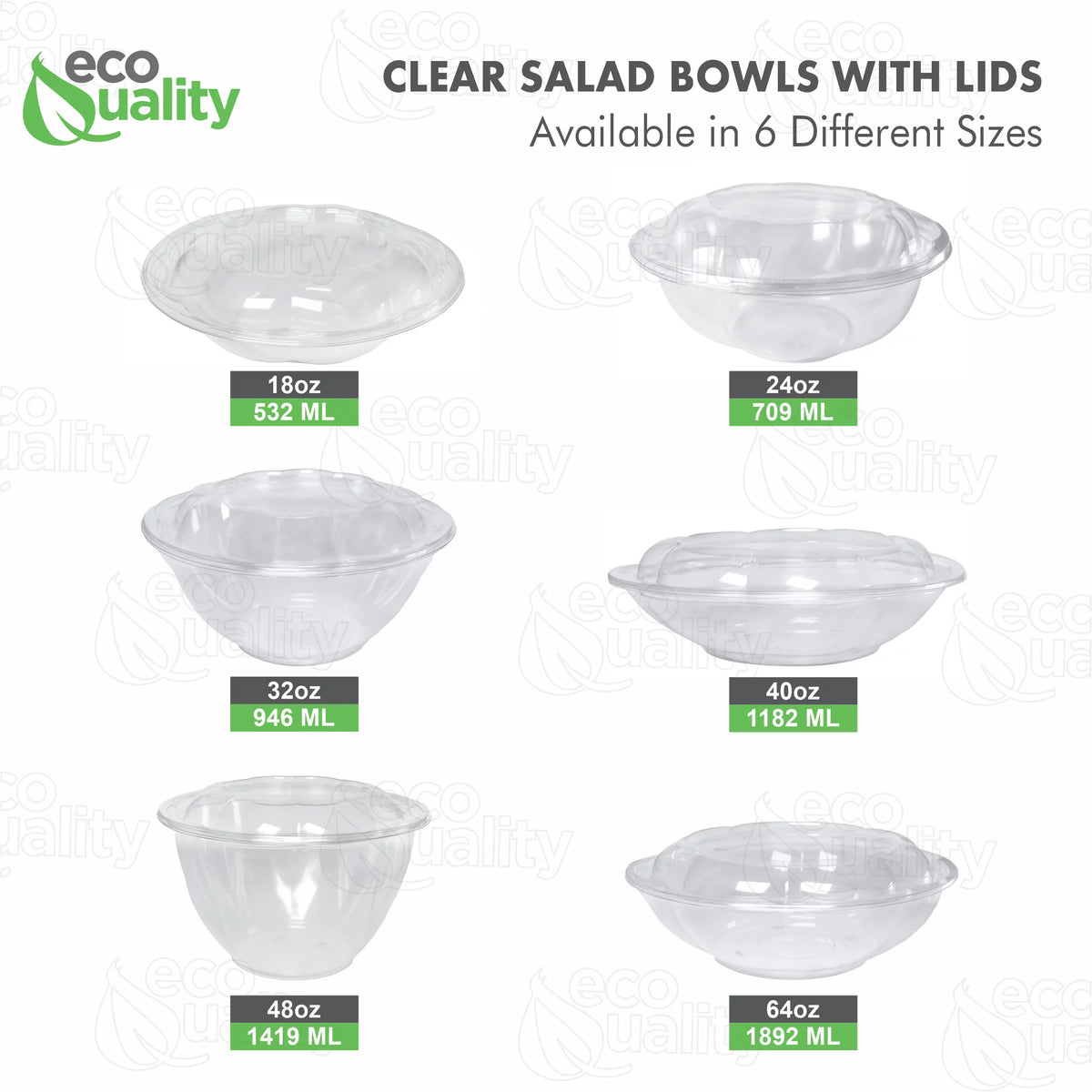 32oz Clear Disposable Salad Bowls with Lids G194515