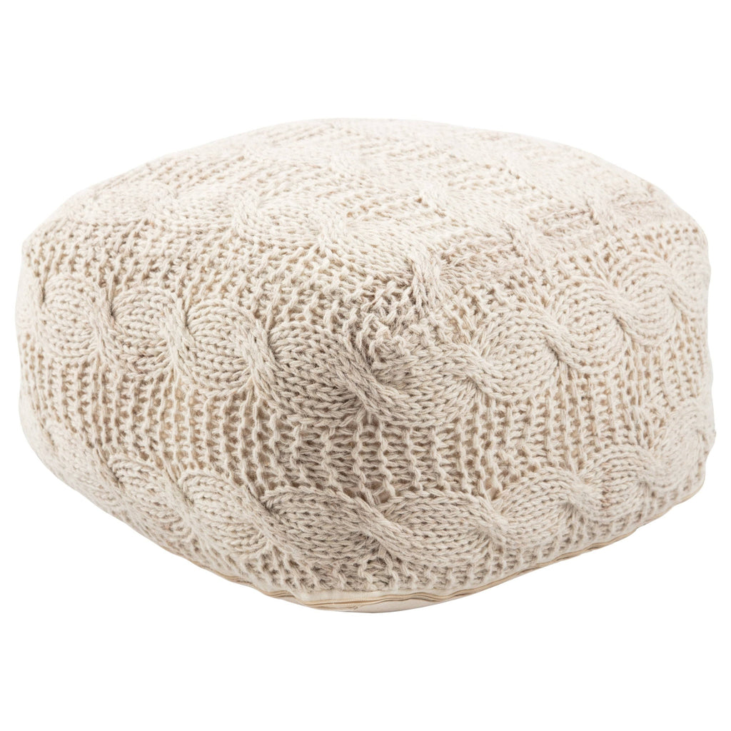 Ivory Wool Pouf V682229
